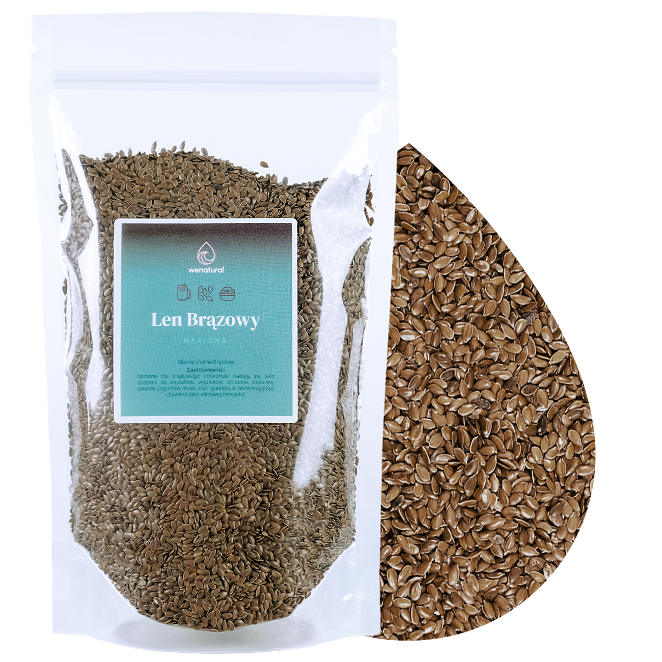 Nasiona Lnu Brązowe 1kg Wenatural - Len Siemię Lniane Błonnik Omega3 CZYSTY EAN (GTIN) 5907006947078